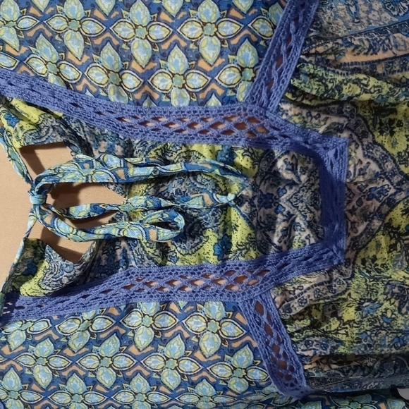 Olive Hill small Bohemian boho hippie blouse sheer - Picture 7 of 9